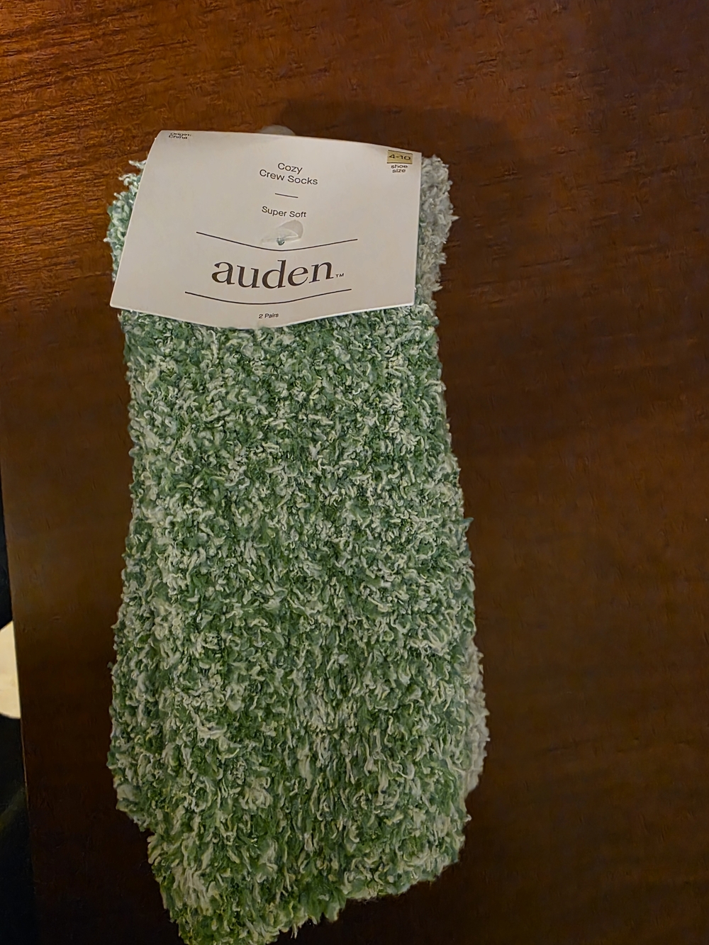 Auden Plush Crew Socks in Mint and White